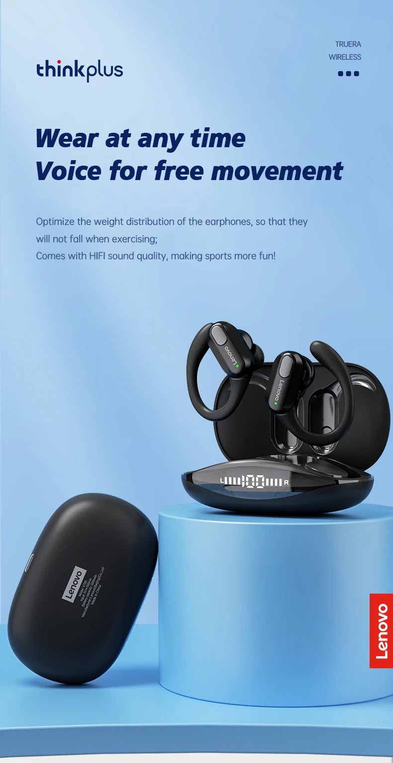 Original Lenovo XT80 Sports Wireless Earphones with Mics, LED Power Display,Hifi Stereo Sound Bluetooth 5.3 TWS HeadphHeadpho