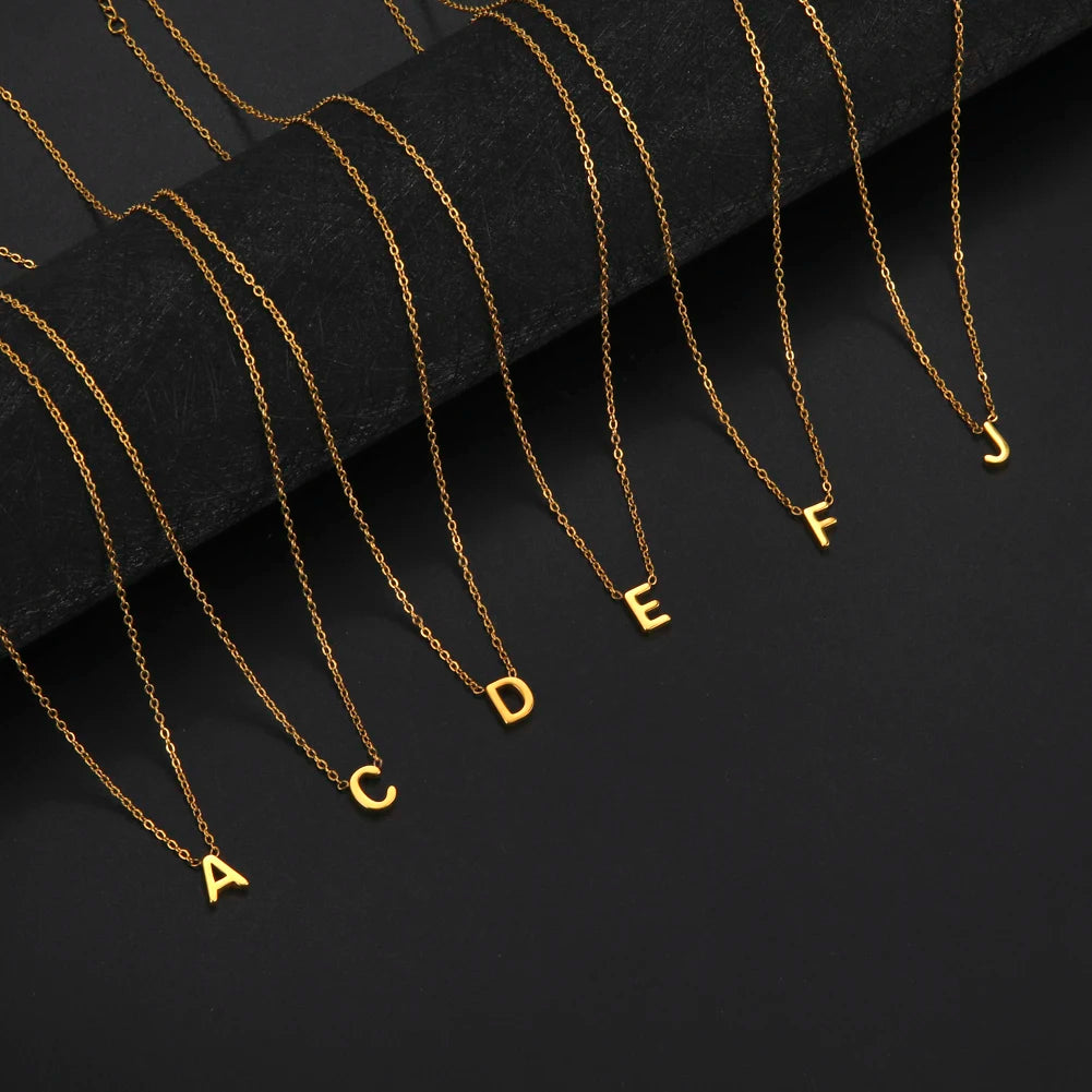 Cazador Minimalist Initial A-Z Letter Necklace - Stainless Steel Alphabet Choker Chain - Matt's random items Jewelry (Image 1