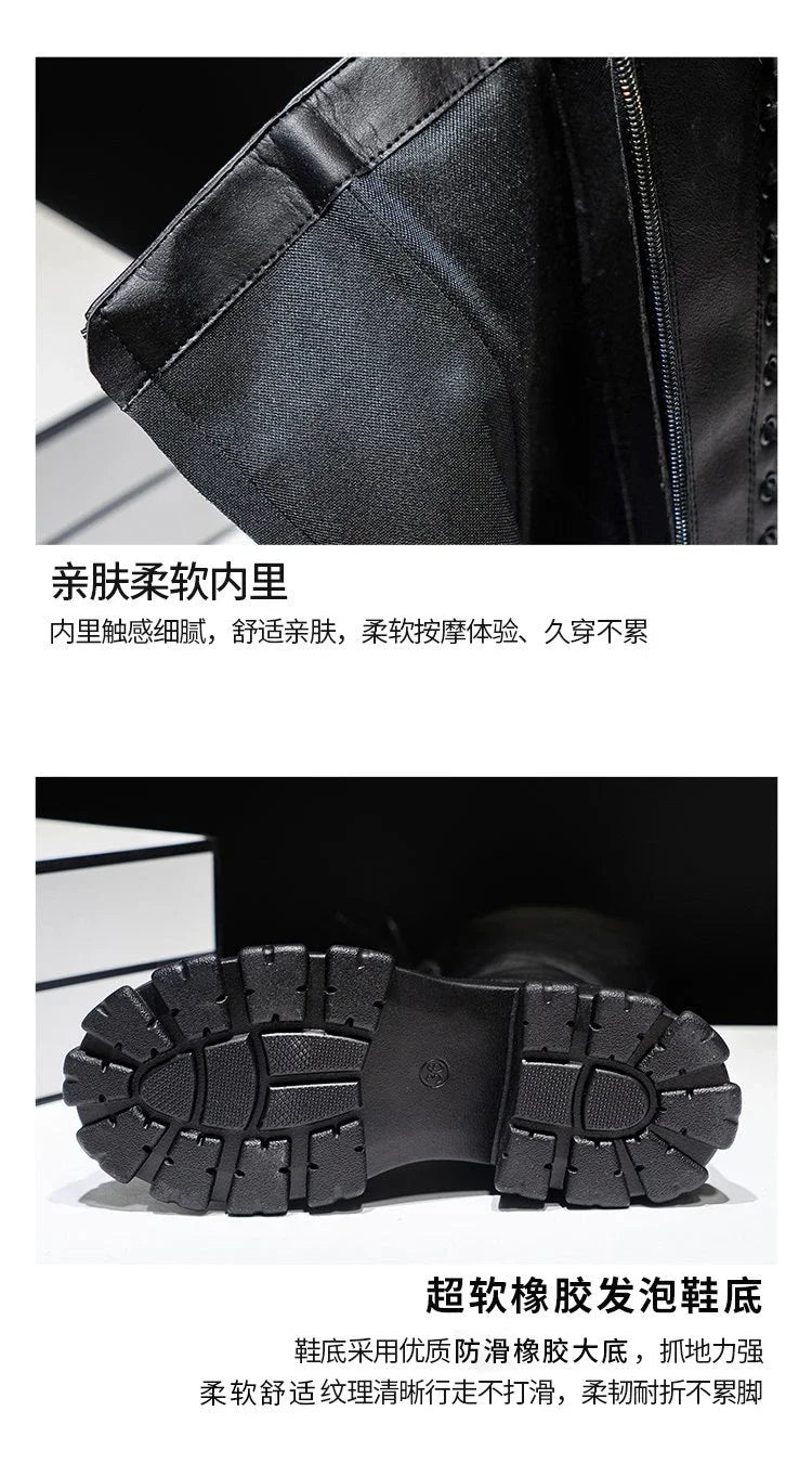 Women's Mid Calf Boots Padded Shoes Knee High Winter Sneakers Punk Style Military Casual White Black 2024 Lucury Platform Wom