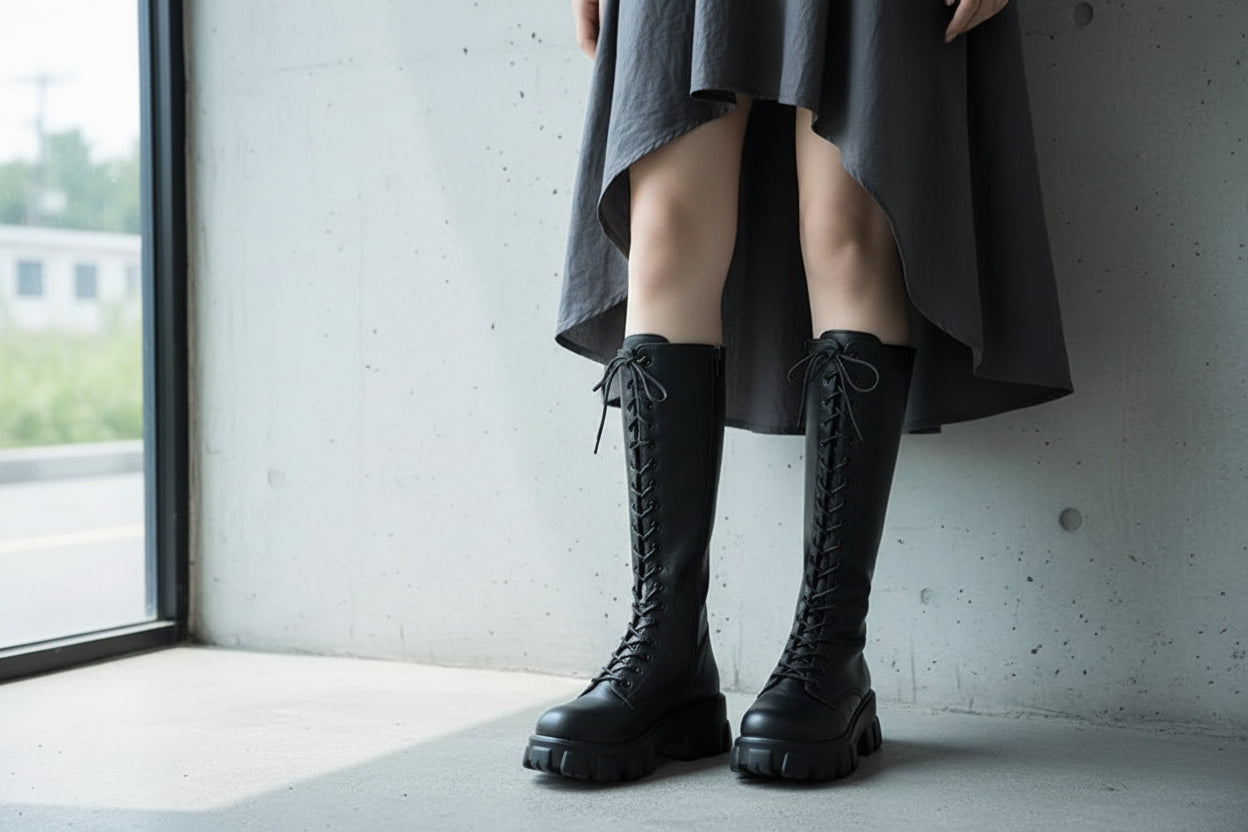 Women's Mid Calf Boots Padded Shoes Knee High Winter Sneakers Punk Style Military Casual White Black 2024 Lucury Platform Wom