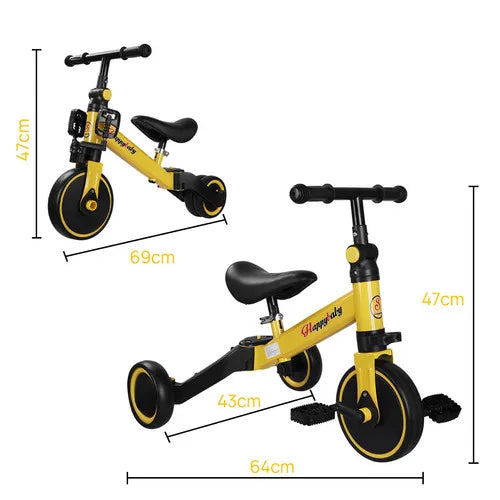 PORIYA 3 in1 Toddler Kid Ride on Toy Balance Bike Scooter Tricycle 1.5-4 Years Push Car - Image 2