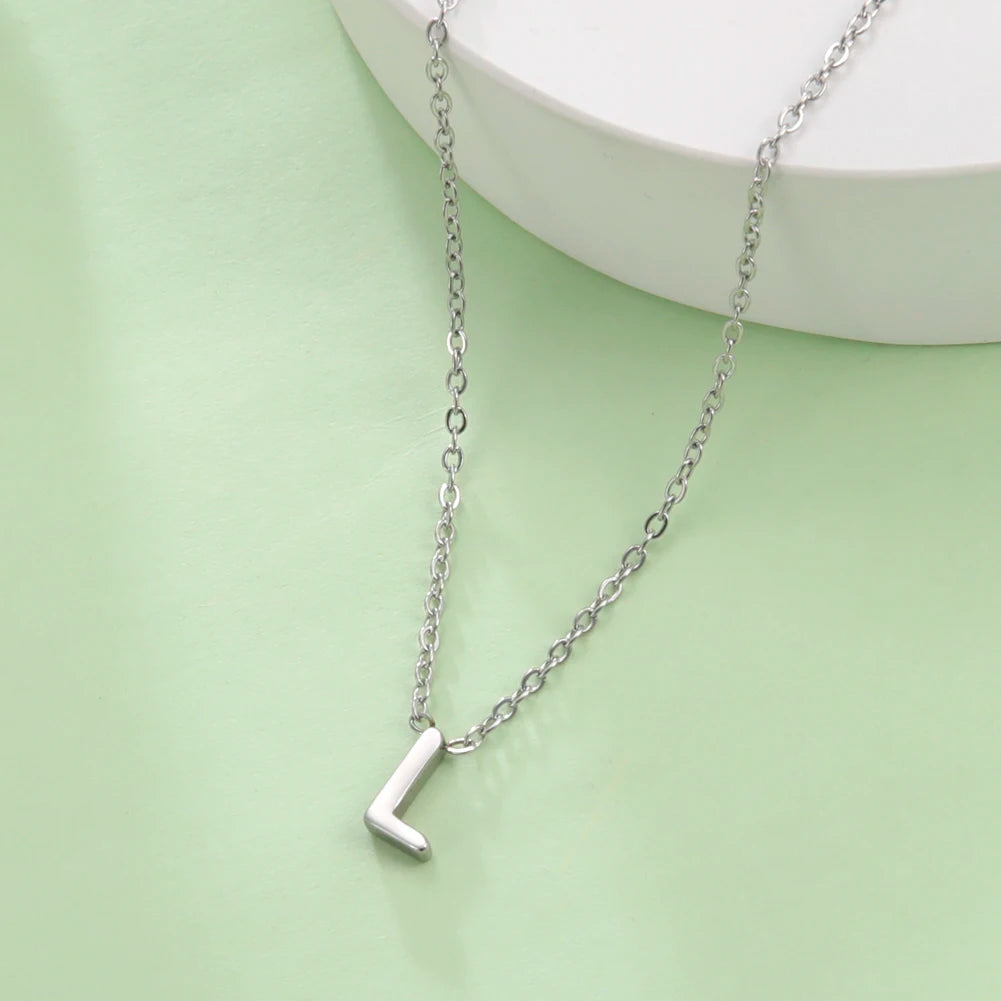 Cazador Minimalist Initial A-Z Letter Necklace - Stainless Steel Alphabet Choker Chain - Matt's random items Jewelry (Image 2
