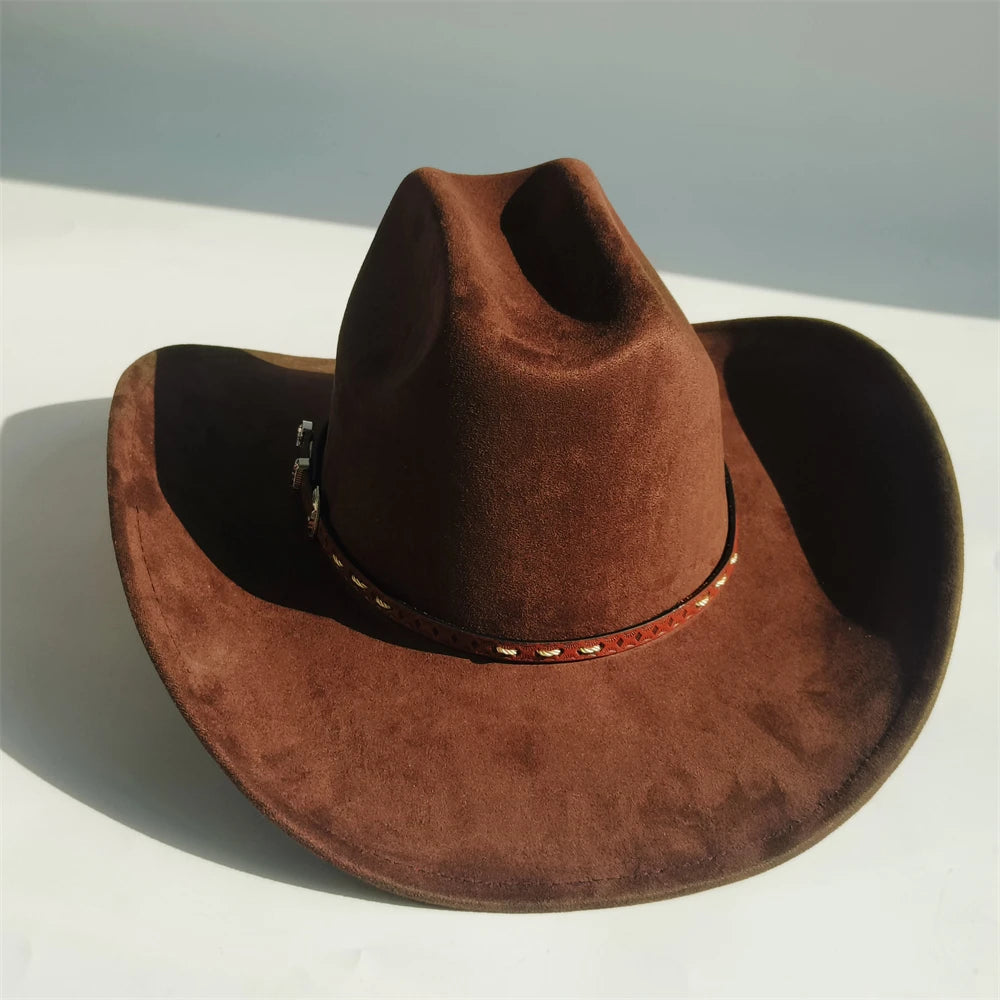 Unisex Suede Cowboy Hat with Turquoise Accents - Western Cattleman Style - Matt's random items Accessories (Image 14)