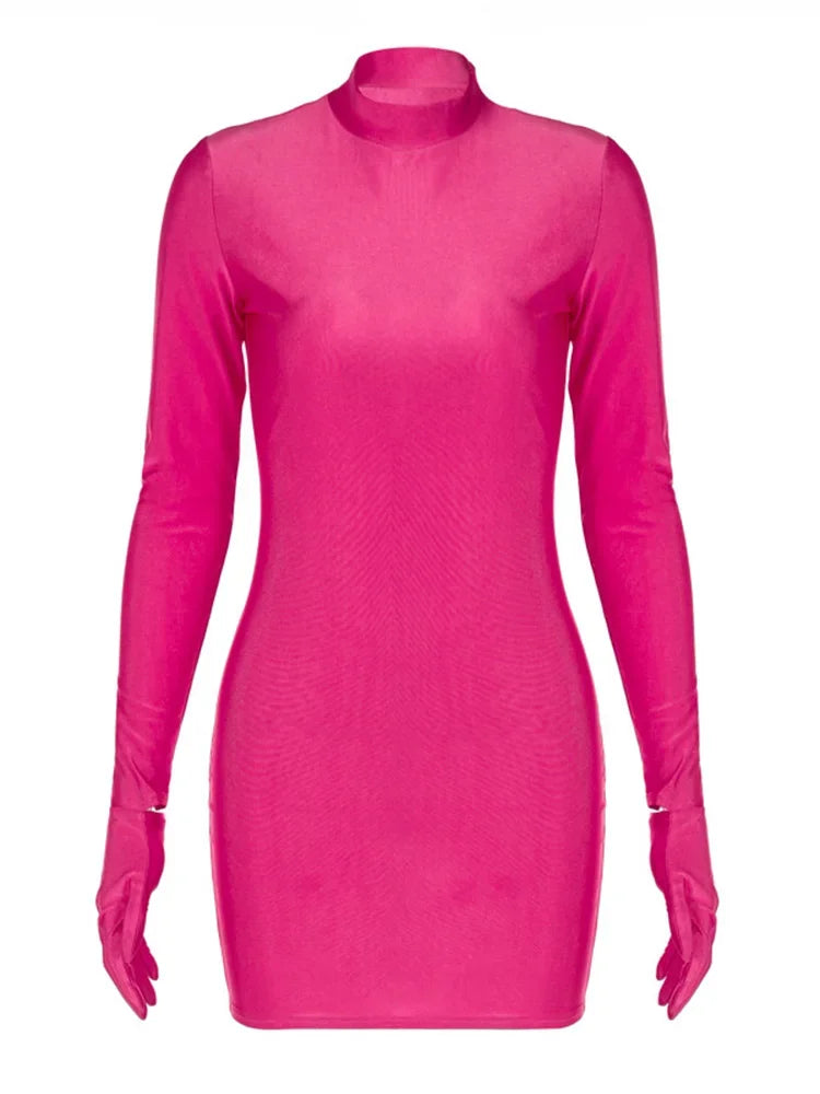Solid Long Sleeve With Gloves Mini Dress. - Matt's random items Dresses (Image 4)