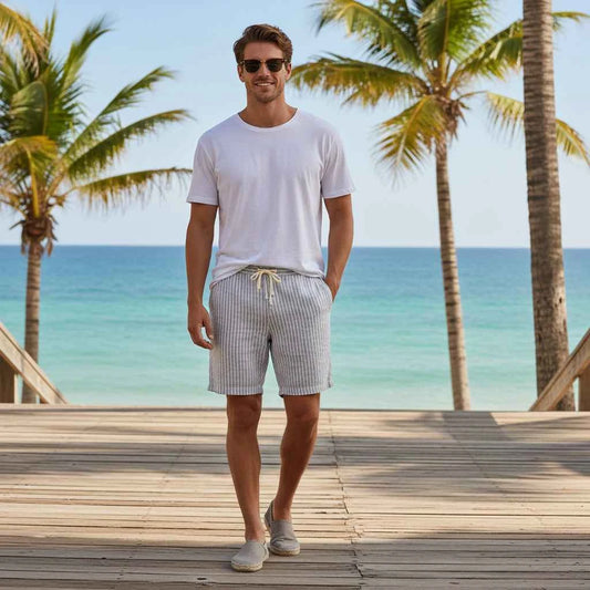 Men's Embroidered Corduroy Shorts - Japanese Retro Style Casual Summer Shorts White without label