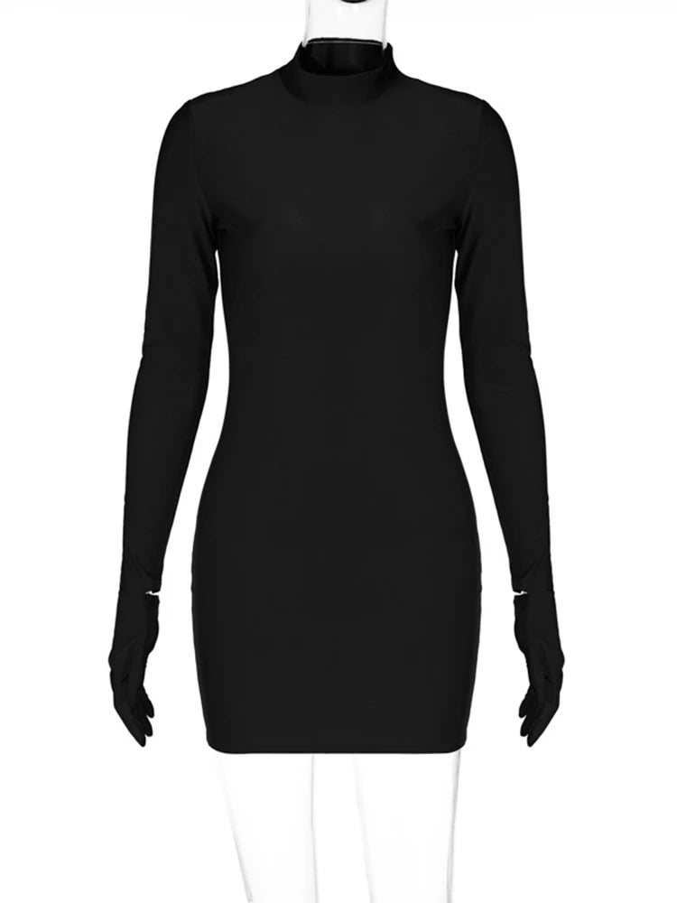 Solid Long Sleeve With Gloves Mini Dress. - Matt's random items Dresses (Image 3)