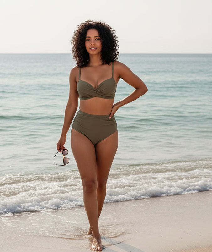 High-Waist Split Bikini Set