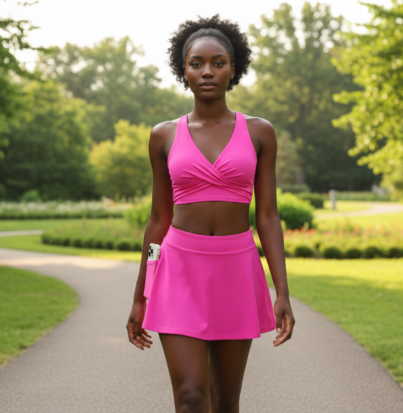 V-Neck Skirted Bikini Set