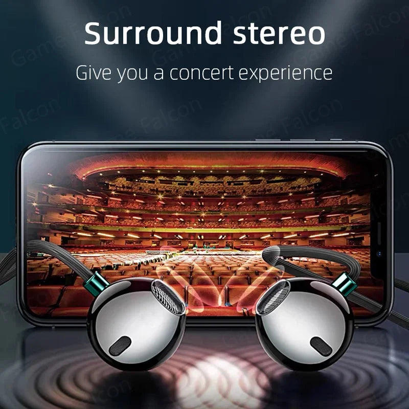 USB Type C Headphone HiFi Bass Stereo Volume Control Mic 3.5mm Wired Earbuds For Galaxy S24 S23 S22 S21 Ultra iPhone 15 Pro M