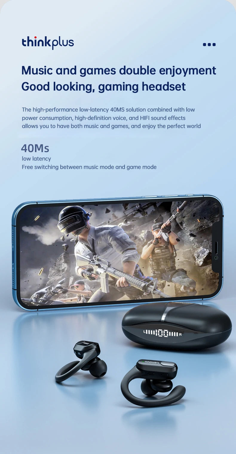 Original Lenovo XT80 Sports Wireless Earphones with Mics, LED Power Display,Hifi Stereo Sound Bluetooth 5.3 TWS HeadphHeadpho