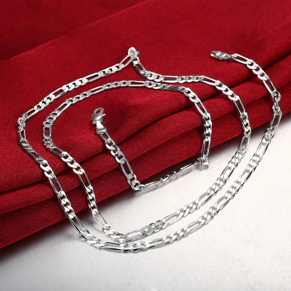 40-75cm 925 Silver 4mm Figaro Chain Necklace - Matt's random items Jewelry (Image 3)