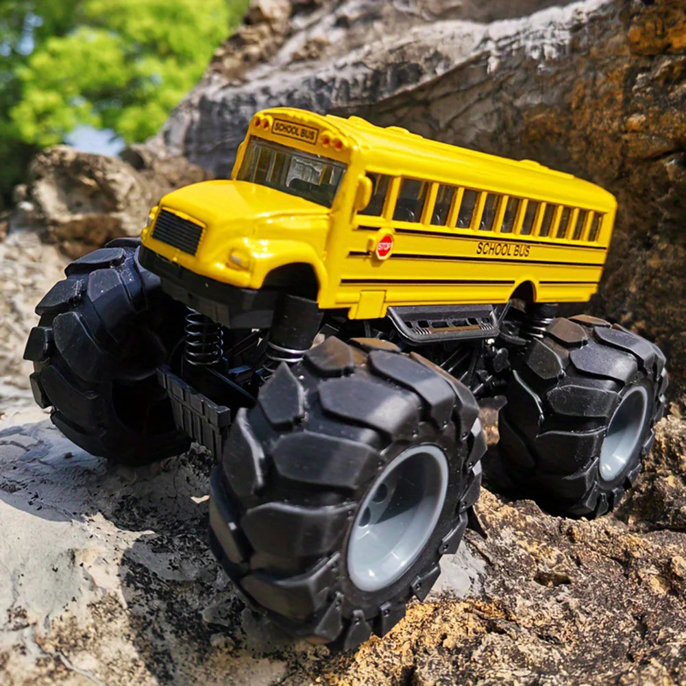 Monster School Bus Die Cast Metal Model Pullback Action Toy Monster Truck Big Wheels Play Vehicle Gifts for Kids Boys - Image