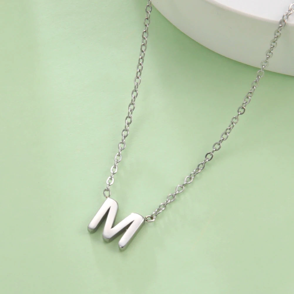Cazador Minimalist Initial A-Z Letter Necklace - Stainless Steel Alphabet Choker Chain - Matt's random items Jewelry (Image 2