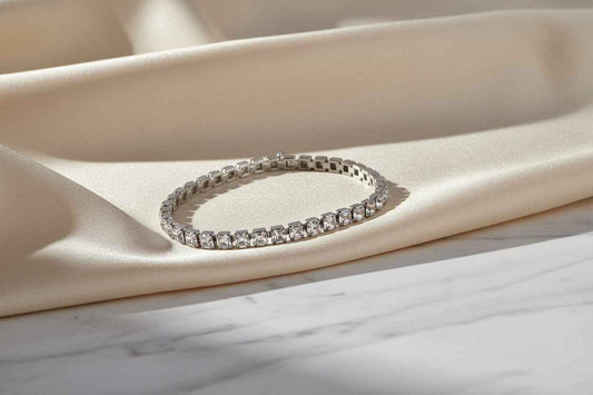 Rhodium Plated Tennis Bracelet with SWAROVSKI® Crystals 7 Inch (17.8 cm)