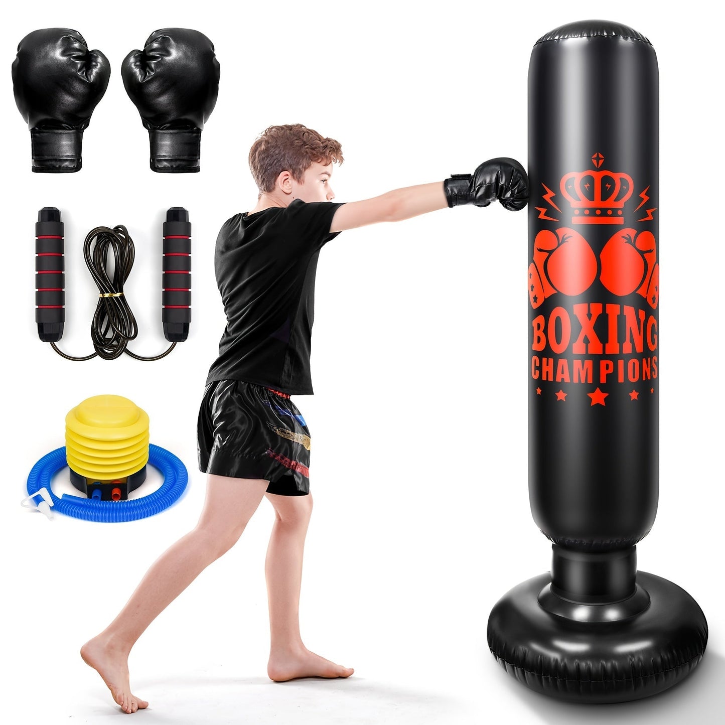 Punching Bag with Gloves & Skipping Rope - TM Punching & Training Bags (Image 2)