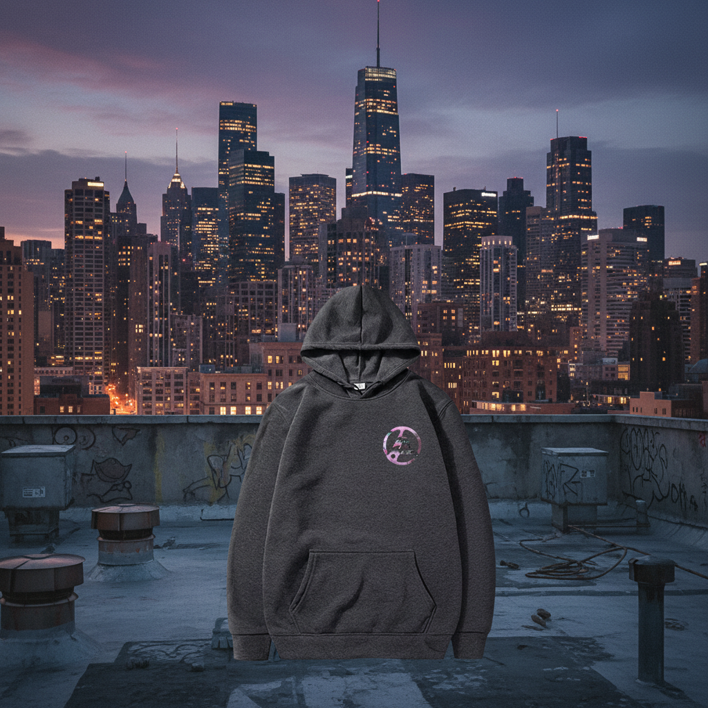 Full body - Urban rooftop with skyline