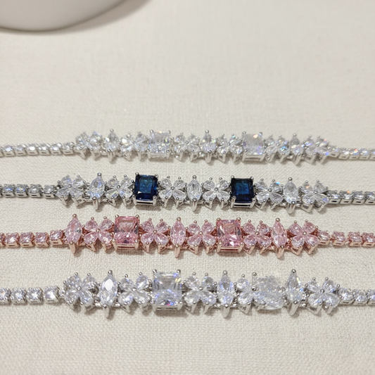 Moissanite Bracelet - Papparacha Pink Diamond Tennis Bracelet Elegant Sparkle Jewelry - Matt's random items Jewelry (Image 1)
