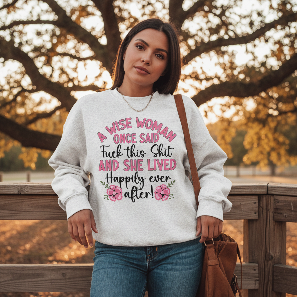 Wise Woman Sweatshirt - Premium Cotton Poly Fleece Hoodie with Adjustable Cuffs - Merchmallow Sweat Shirt (Image 1)