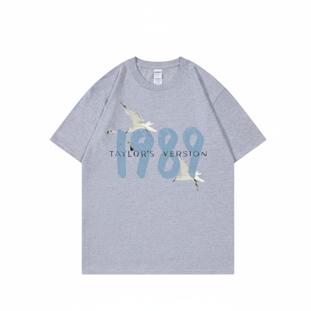 Taylor Swift 1989 Concert Tee close-up on white studio surface