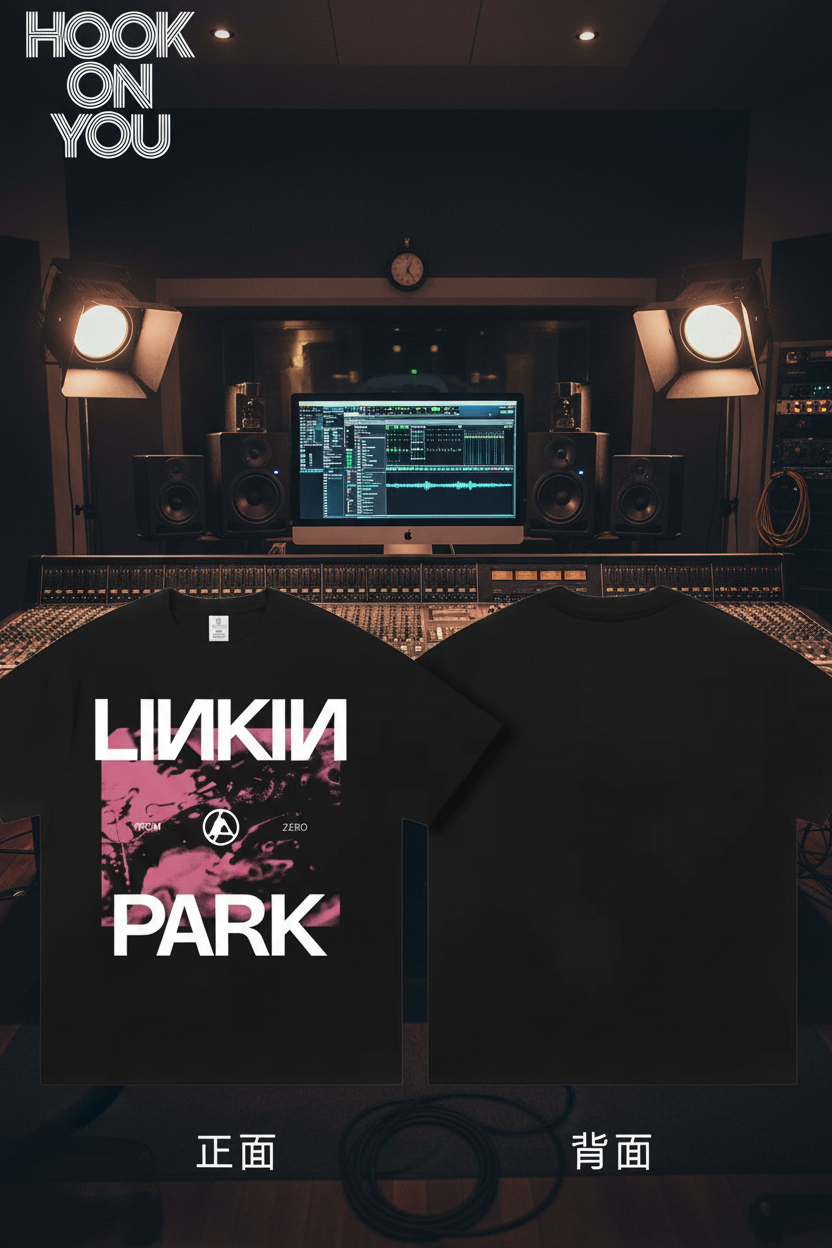 Linkin Park From Zero Tour T-Shirt on model in professional recording studio