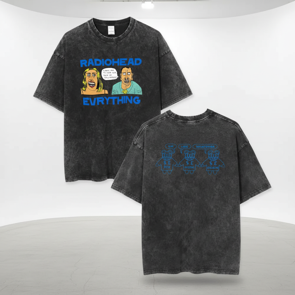 Radiohead Rock Tee on clean studio floor with professional lighting