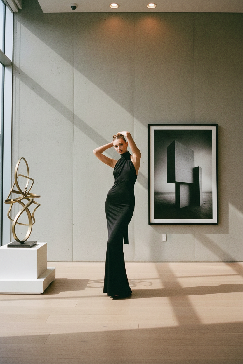 Women's Elegant Halter Neck Long Dress - Backless Evening Gown with Ribbon Detail - Matt's random items Dresses (Image 6)