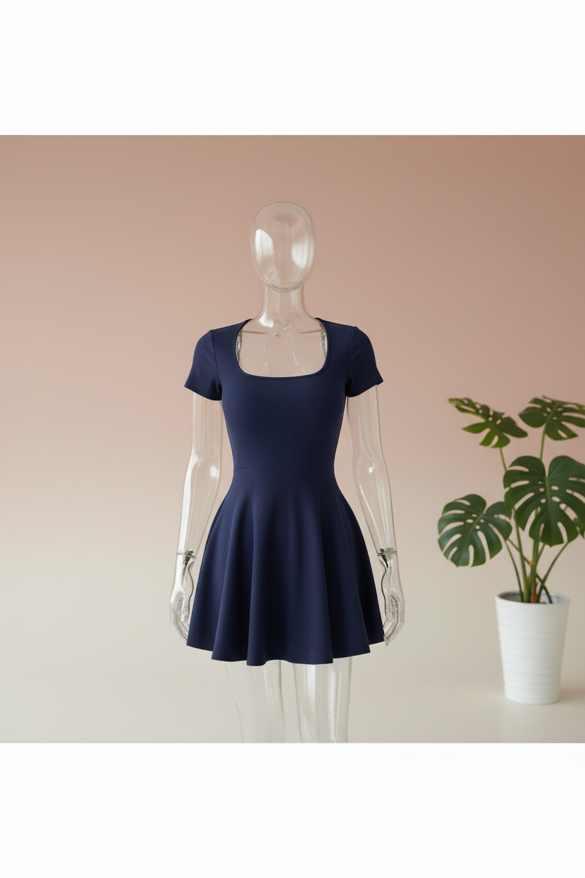 Women's Square Neck Bodycon Mini Dress - Short Sleeve Empire Waist Summer Dress - Matt's random items Dresses (Image 1)