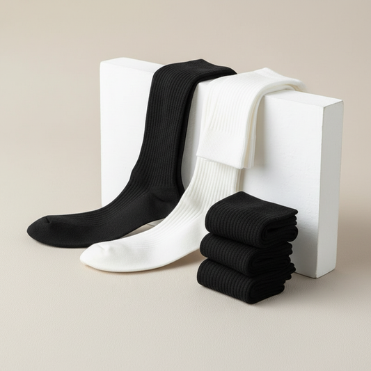 5 Pairs Premium Cotton Socks - Unisex Casual Mid-Calf Socks (Black/White) - Matt's random items Women's Fashion (Image 1)