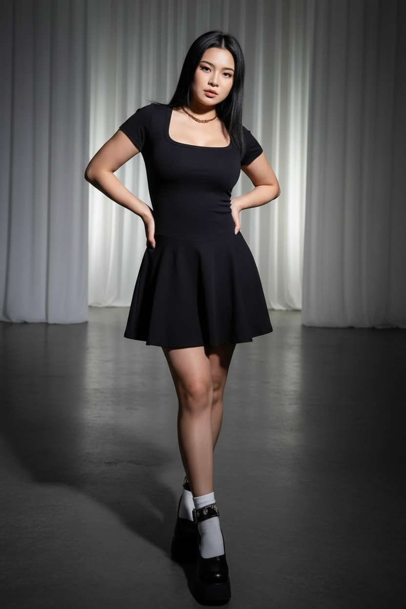 Women's Square Neck Bodycon Mini Dress - Short Sleeve Empire Waist Summer Dress - Matt's random items Dresses (Image 5)