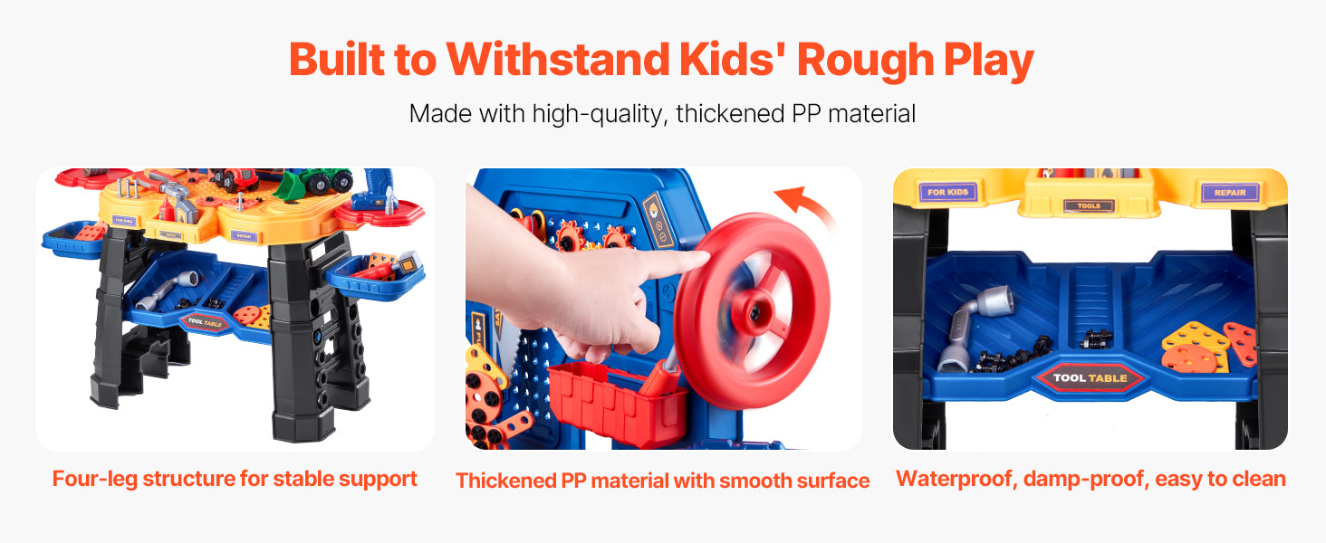 SucceBuy 181 pcs Kids Tool Bench Realistic Transformable Tool Set with Toddler Bench Pretend Play Learning Gift for Children 