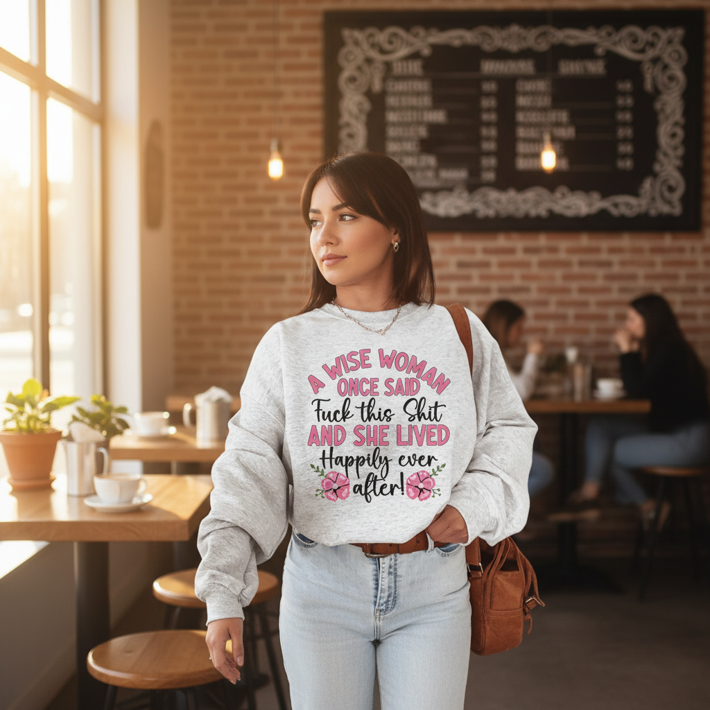 Wise Woman Sweatshirt - Premium Cotton Poly Fleece Hoodie with Adjustable Cuffs - Merchmallow Sweat Shirt (Image 2)